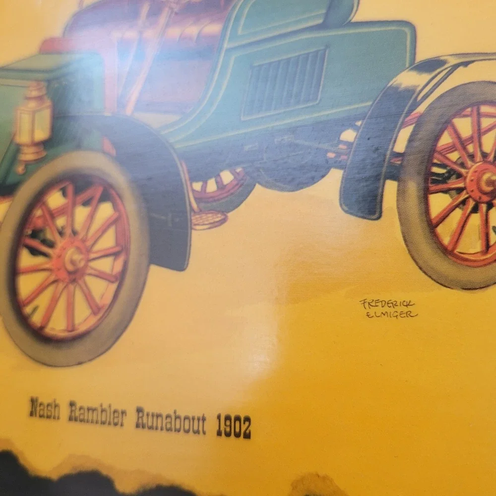 Frederick Elmiger Vintage Wall Art 1902 Nash Rambler Runabout Wood Plaque
